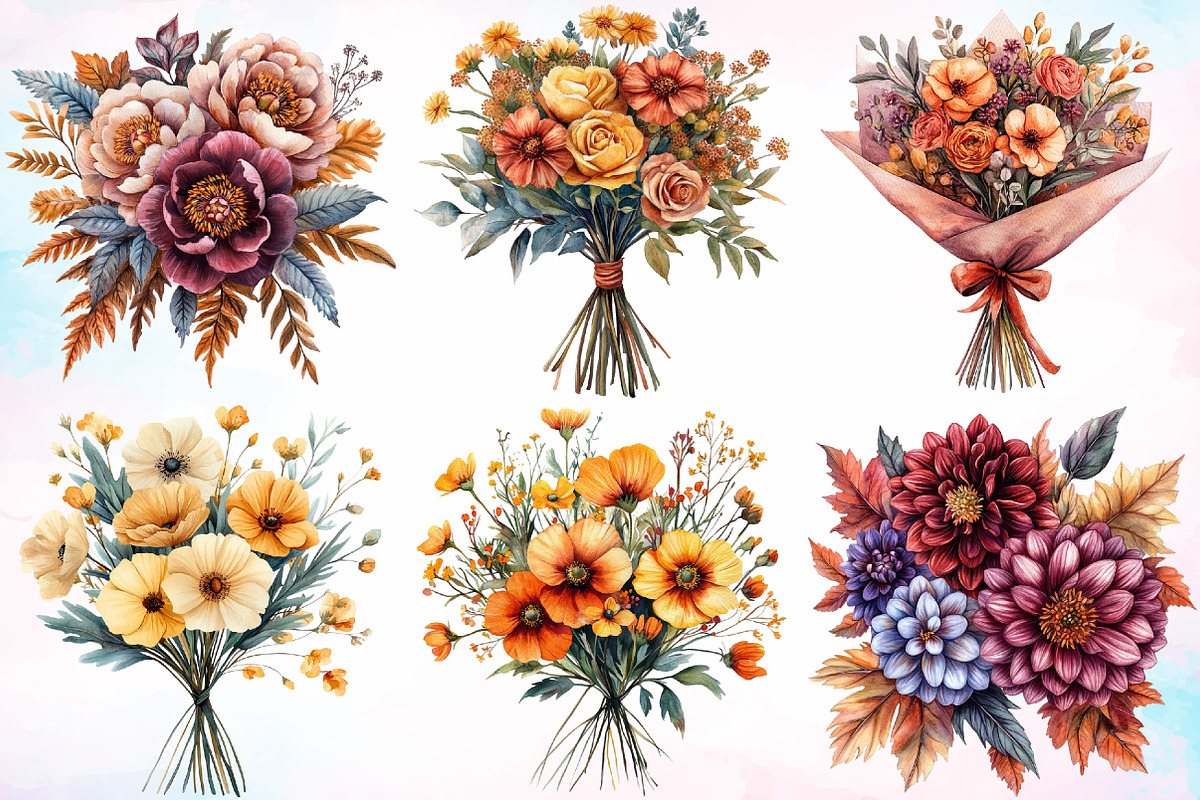 Autumn Wedding Flowers Bouquet, a Seasonal Illustration by Canvas Craft (Photo 2 of 7)