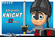 Boy Black Knight In 12 Poses, an Illustration by DesignWolf (Thumbnail 1 of 2)