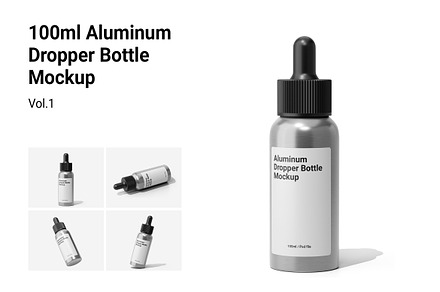 100ml Aluminum Dropper Bottle Vol.1, a Packaging Mockup by Akebareee