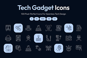 Tech Gadget Icon Set, an Outline Icon by Prosymbols