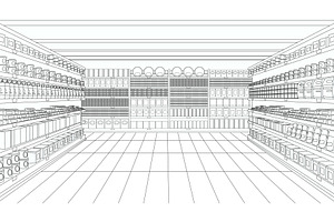 Perspective view supermarket store, an Object Illustration by Lemberg Vector