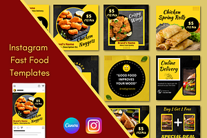 Instagram Fast Food Canva Templates