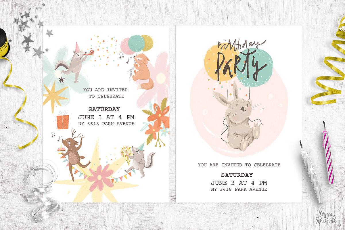 Birthday Clipart, Cards, an Animal Illustration by Lesya Skripak (Photo 8 of 10)