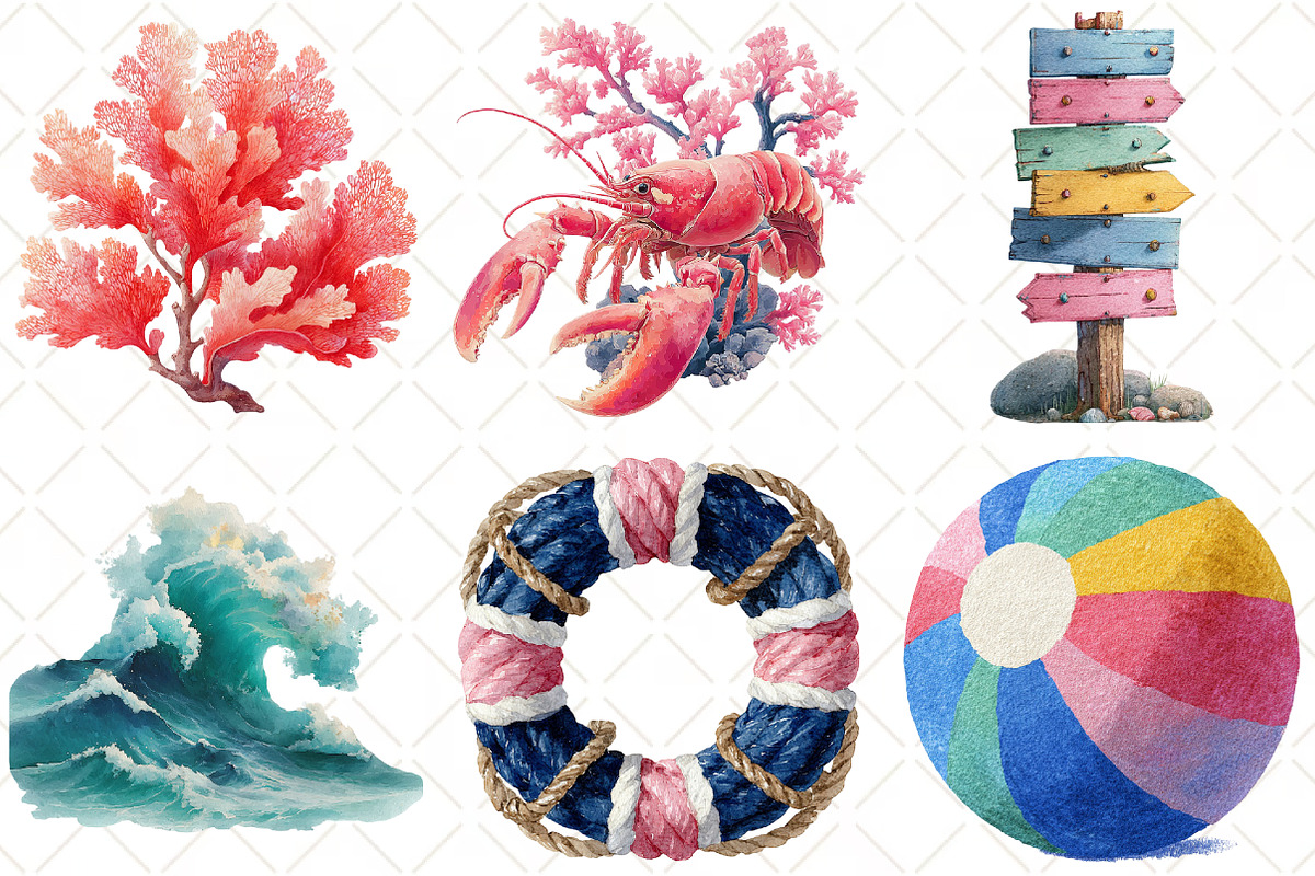 Preppy Summer Beach Png Sublimation, an Illustration by Black Bird Studio (Photo 5 of 5)