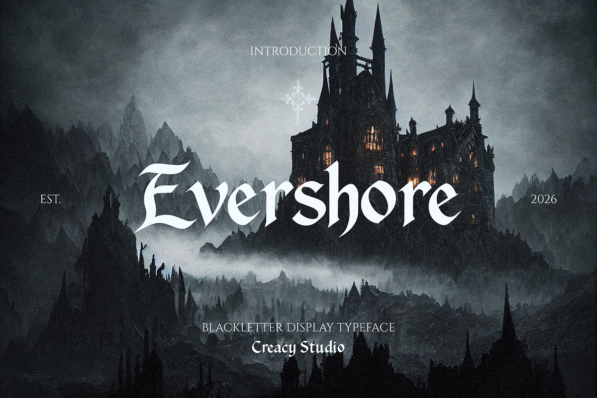 Evershore — Blackletter Display Font, a Blackletter Font by Creacy Studio (Photo 1 of 9)
