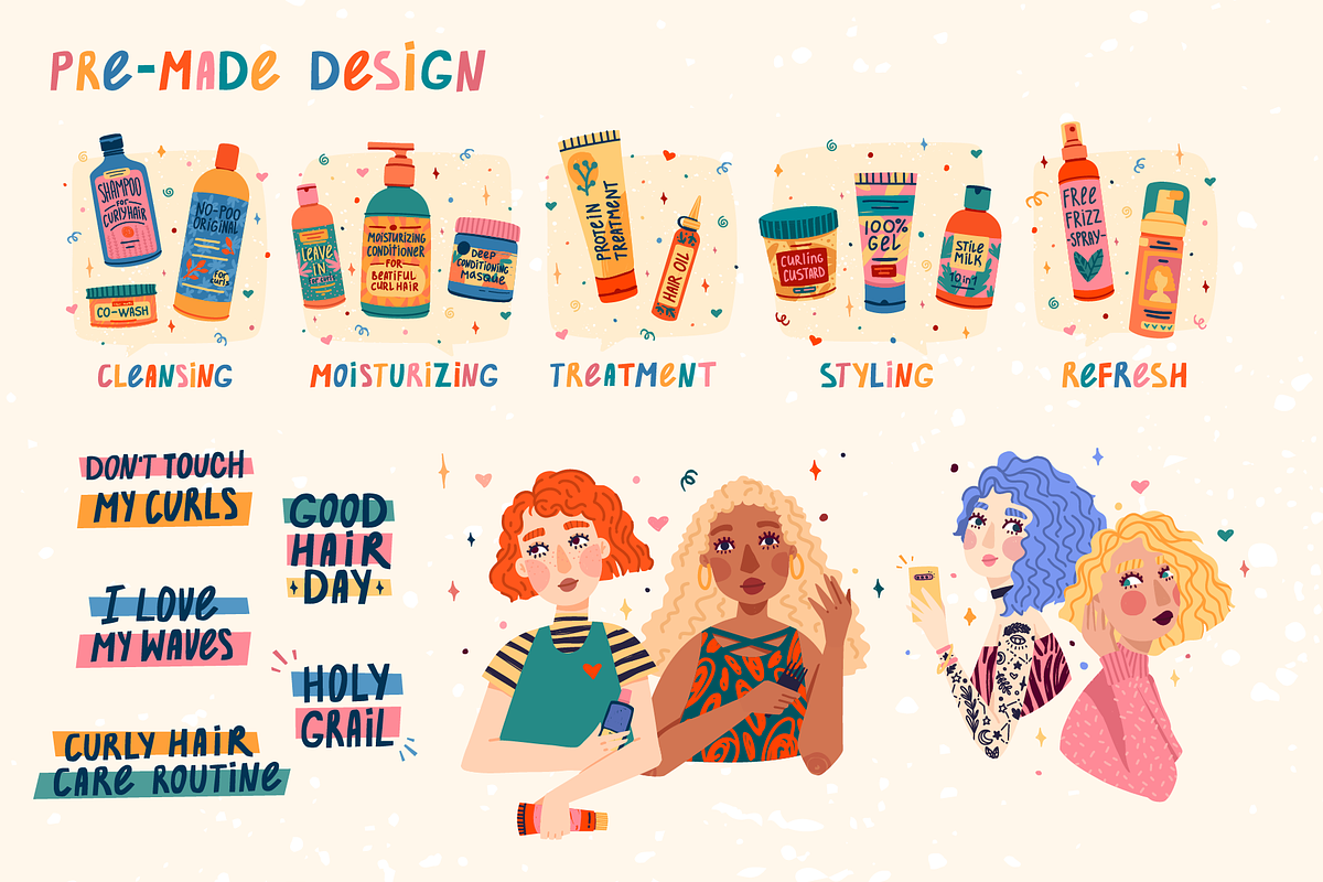 Curly Girl Method illustrations, an Illustration by Uniyok (Photo 5 of 10)