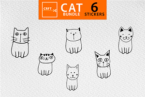 Black & White Cat Bundle 6 Designs