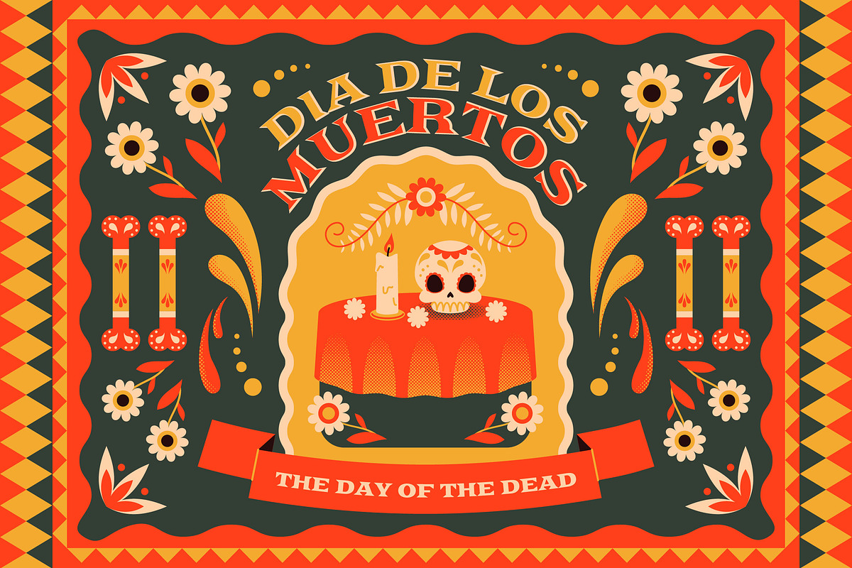 Dia De Los Muertos Full Illustration, an Illustration by graphicook