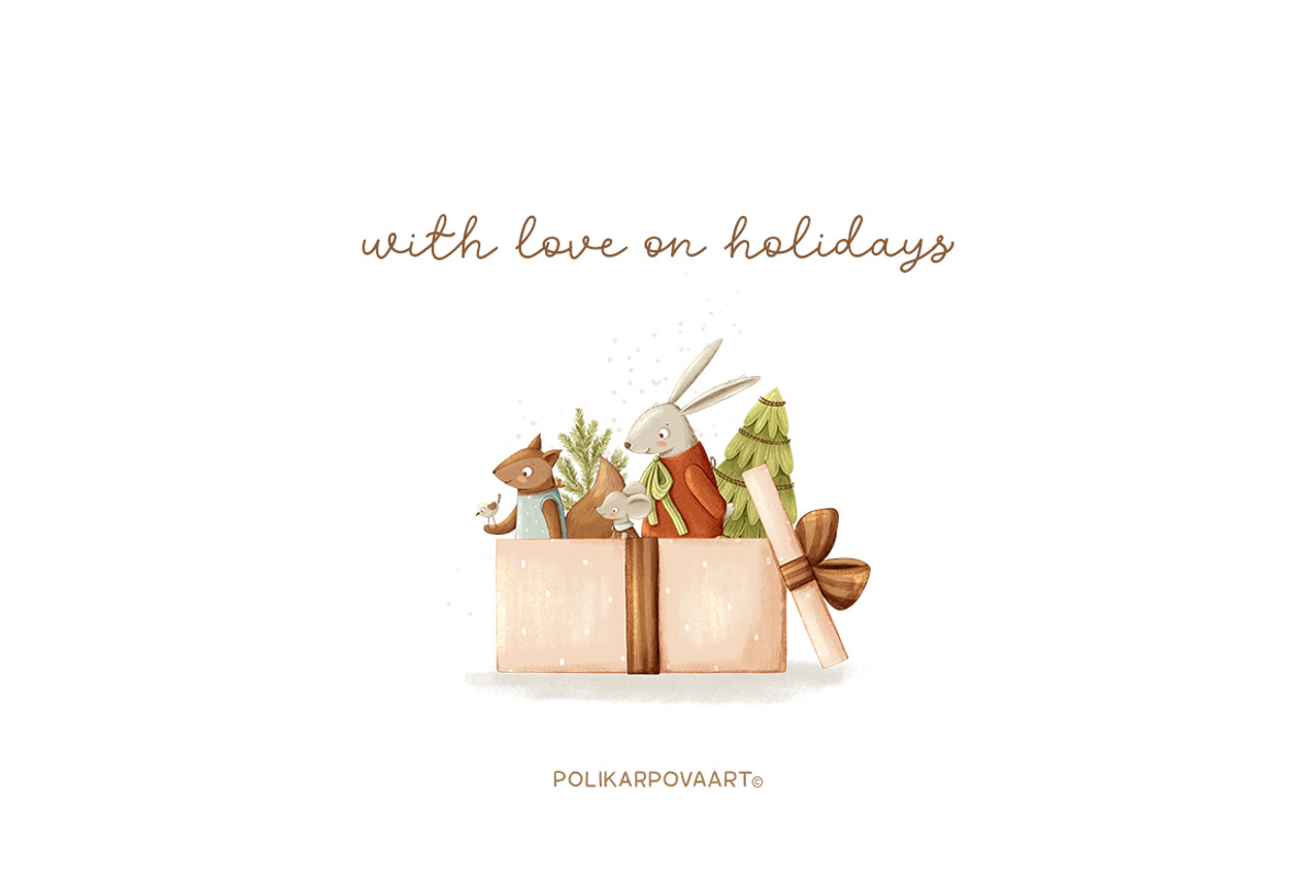 Happy Holidays. Christmas collection, an Animal Illustration by polikarpovaart (Photo 15 of 15)