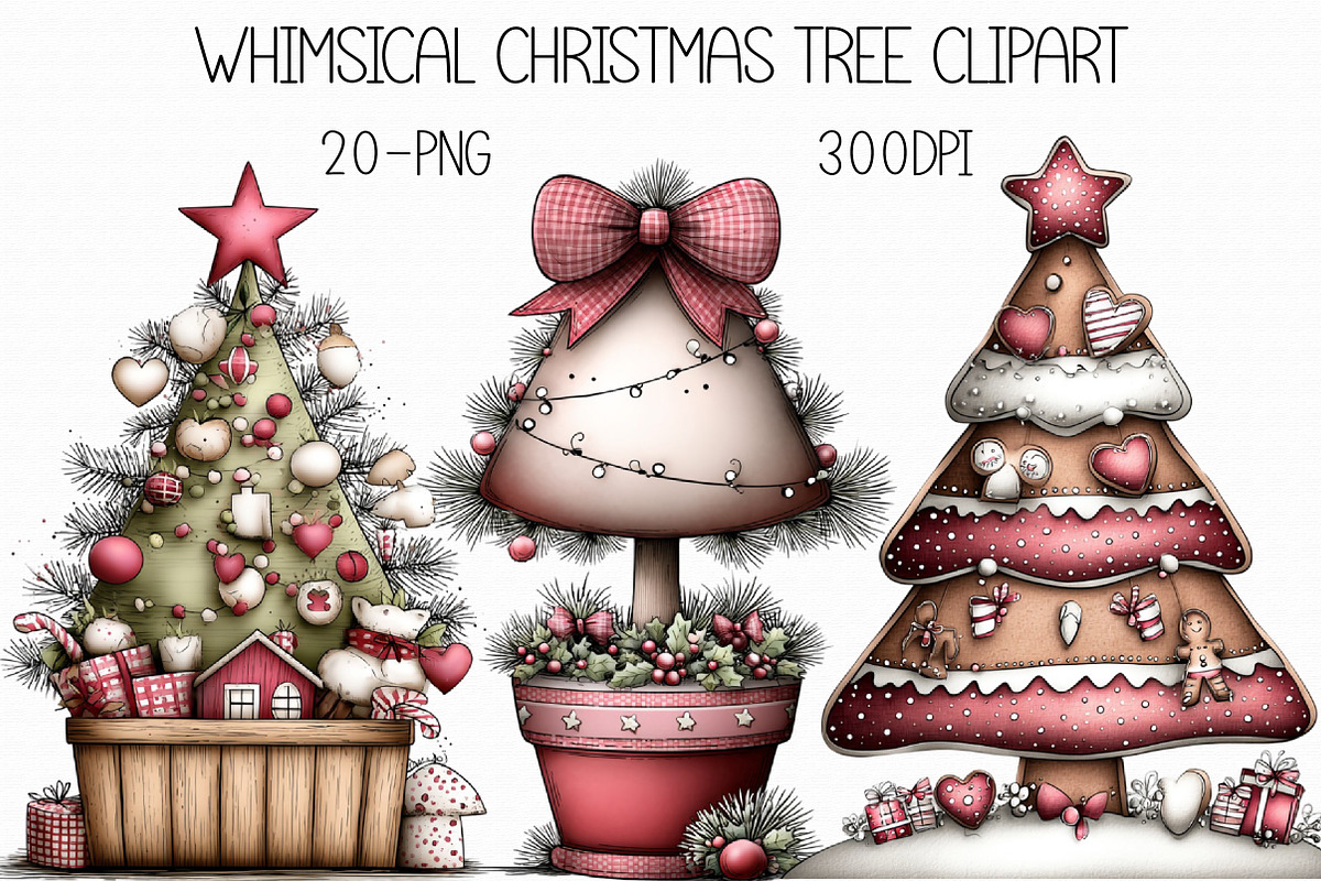 Whimsical Christmas Tree Clipart, an Illustration by Libby Wishes (Photo 1 of 7)
