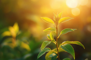 Close up of a young plant in morning, a Photo by Pavel_design