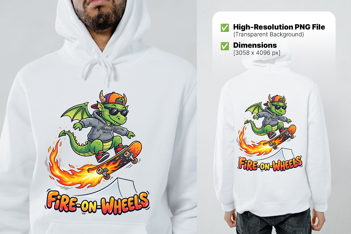 Cool Dragon Skater Character Clipart, an Animal Illustration by zahidhossainalif (Photo 2 of 3)