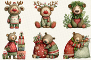 Christmas Teddy Bear Clipart, an Illustration by DreamCafeArt (Thumbnail 4 of 7)