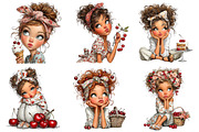Watercolor Cherry Girl Clipart PNG, an Illustration by Libby Wishes (Thumbnail 4 of 4)
