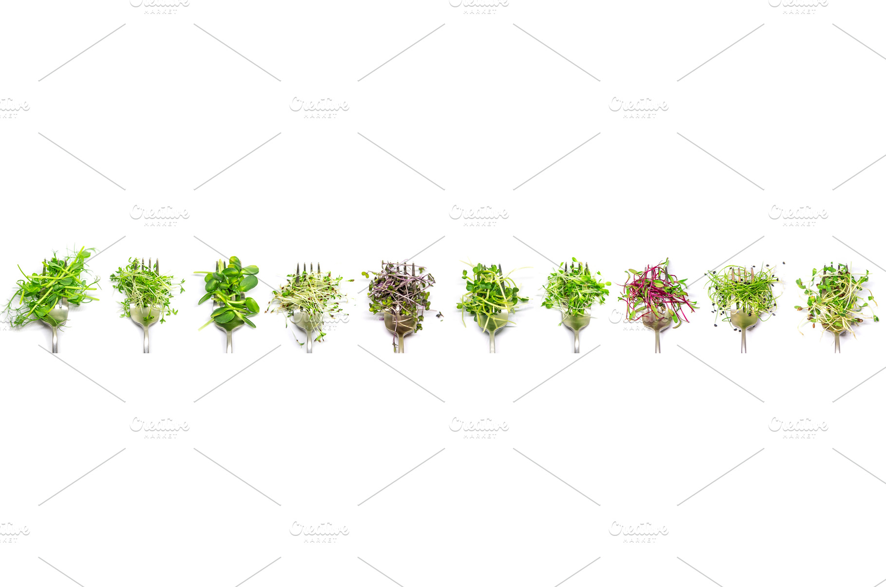 Collage of different microgreens on, a Food & Drink Photo by yanadjana