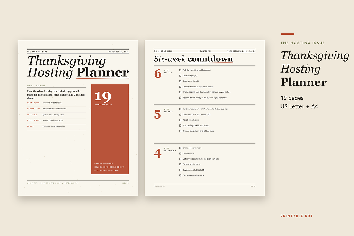 Thanksgiving Hosting Planner PDF, a Stationery Template by KnightWipers (Photo 1 of 10)