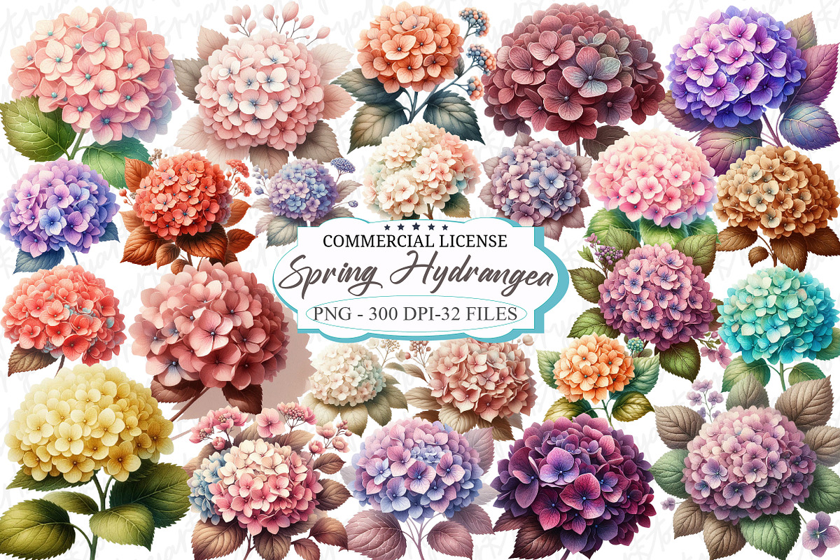 Watercolor Spring Hydrangea Flowers, a Graphic by designcity5 (Photo 1 of 5)