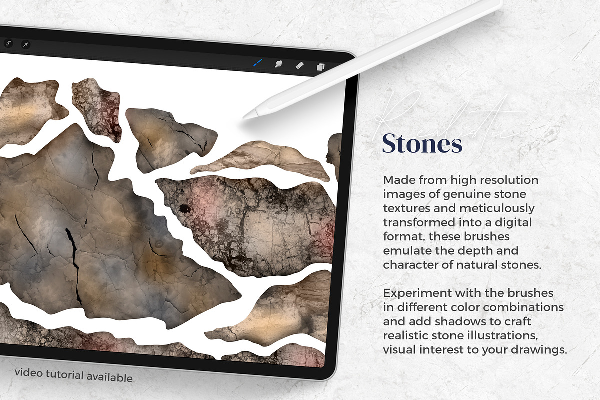 Stone & Marble Brushes for Procreate, a Brush Add-On by AJ Brushes (Photo 2 of 10)