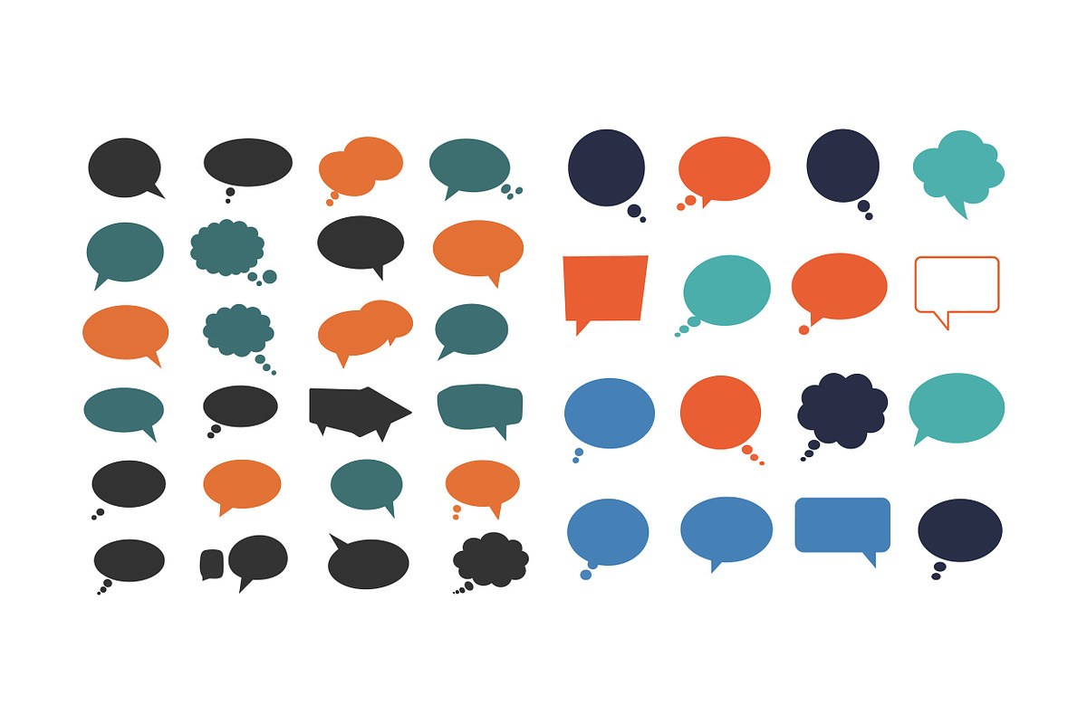 Colorful speech bubbles in various s, an Illustration by designvectx