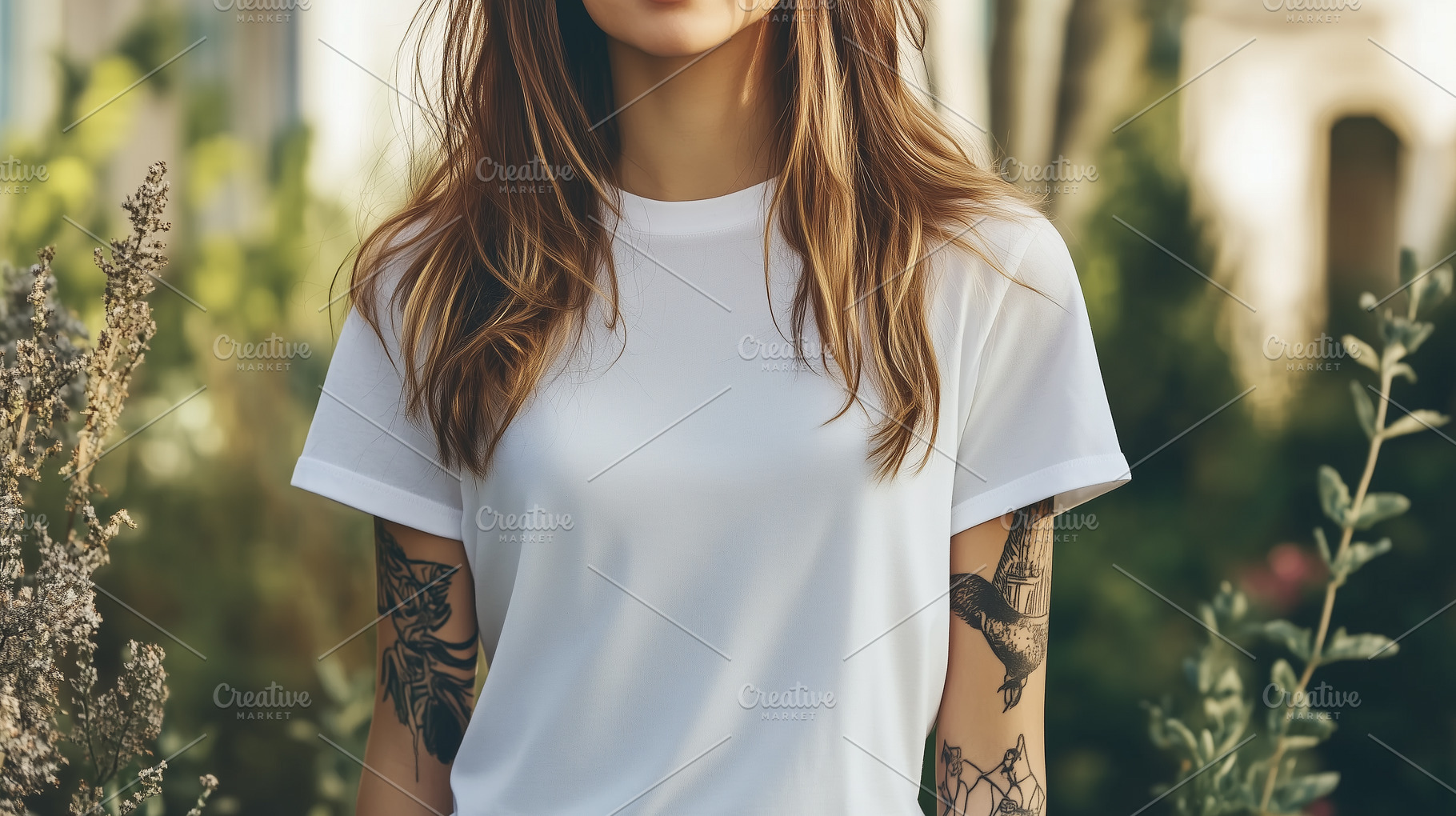 Woman in a white t-shirt mockup with, a Person Photo by MistyDay