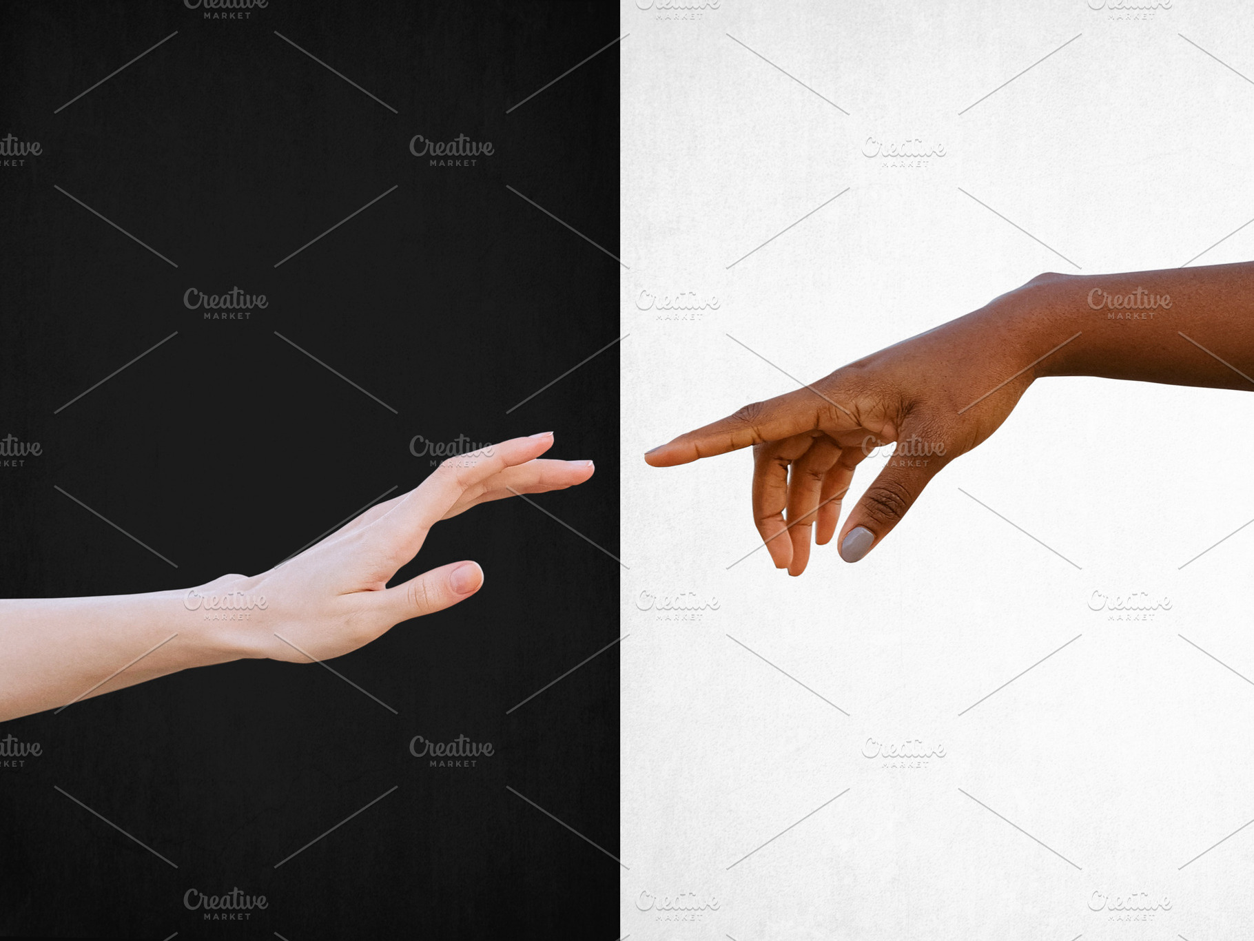 Black and white hands reaching out, a Person Photo by BOOCYS