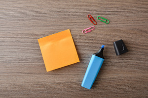 Sticky Note and Highlighter on Desk, a Business Photo by Davizro's Market