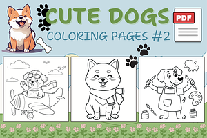 Cute Dogs Coloring Pages #2, an Animal Illustration by Inkivelle Studio