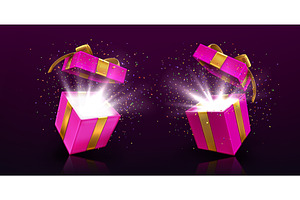 Open gift boxes with light and, an Object Illustration by art PVP - market