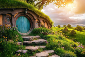 Charming hobbit house in countryside, a Photo by Pavel_design