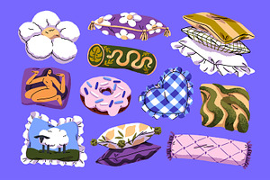 Pillows and decorative cushions set, a Decorative Illustration by PaperTrident