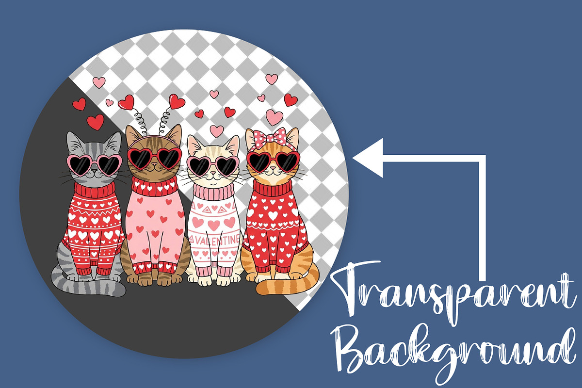 Valentine Cats PNG, Valentine PNG, an Illustration by Canvas Craft (Photo 2 of 7)