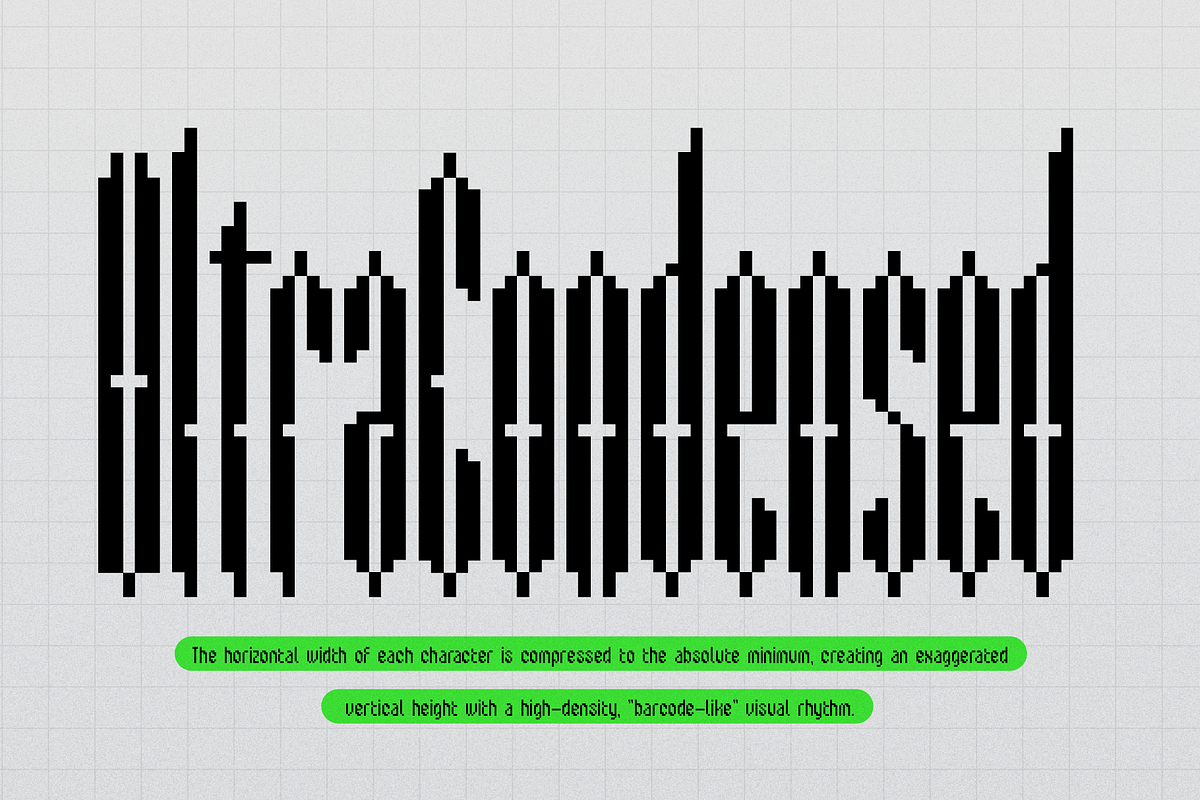 Pixel Condensed Pixelated Condensed, a Handwritten Font by gracetype_studio (Photo 2 of 12)