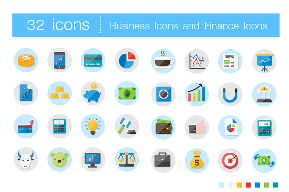 Flat Icons For Business Icons