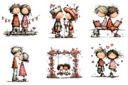 Whimsical Valentines Day Couple, an Illustration by DreamArtGraphic (Thumbnail 4 of 4)