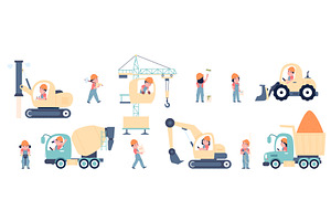 Children on construction vehicle, an Illustration by LadadikArt