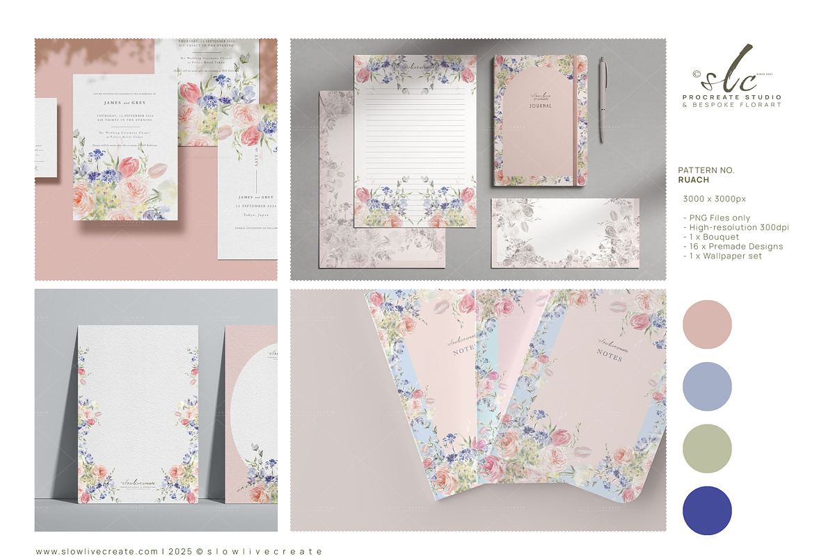 Romantic Watercolor Florals, an Invitation Template by slowlivecreate (Photo 2 of 6)
