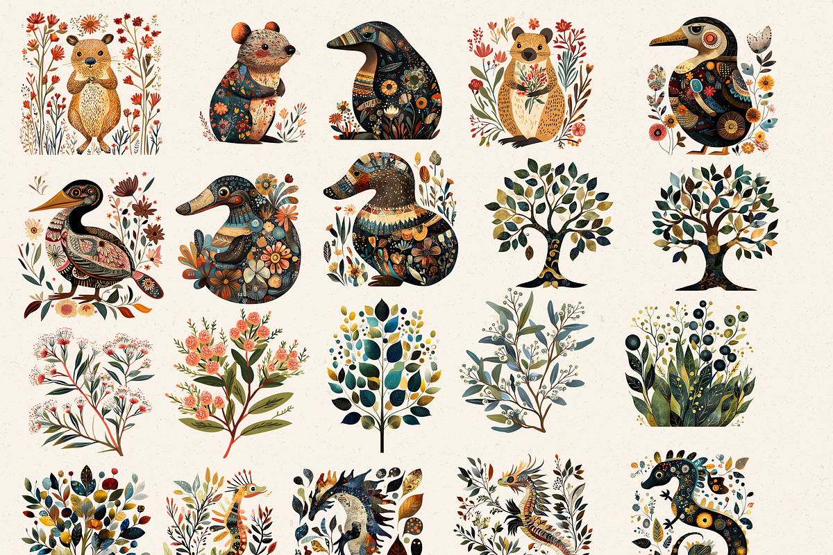 FOLK ART AUSTRALIAN ANIMALS CLIPART, an Animal Illustration by Daring Digies (Photo 5 of 10)