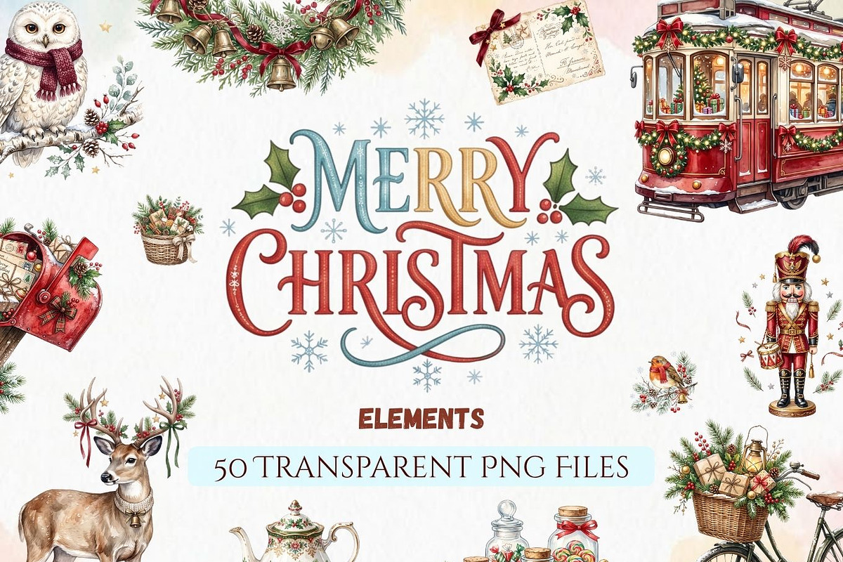 Christmas PNG Elements Bundle, a Decorative Illustration by Arslan (Photo 1 of 9)