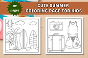 Cute Summer Coloring Page, a Seasonal Illustration by Salaly (Thumbnail 2 of 6)