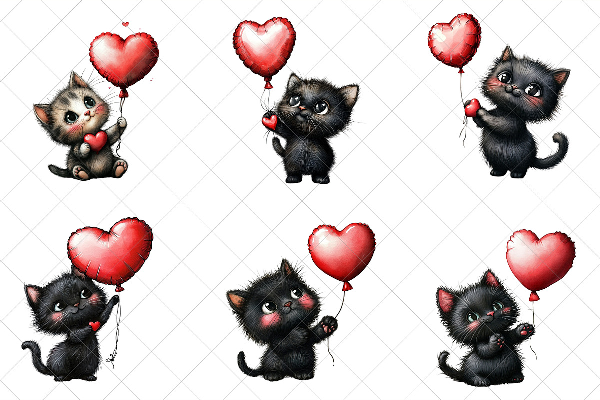 Quirky Black Cat And Red Balloon PNG, an Illustration by SinaCreation (Photo 3 of 7)