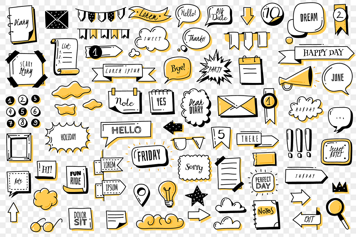 Bullet journal doodle set, an Outline Icon by Vectorcreator (Photo 2 of 5)