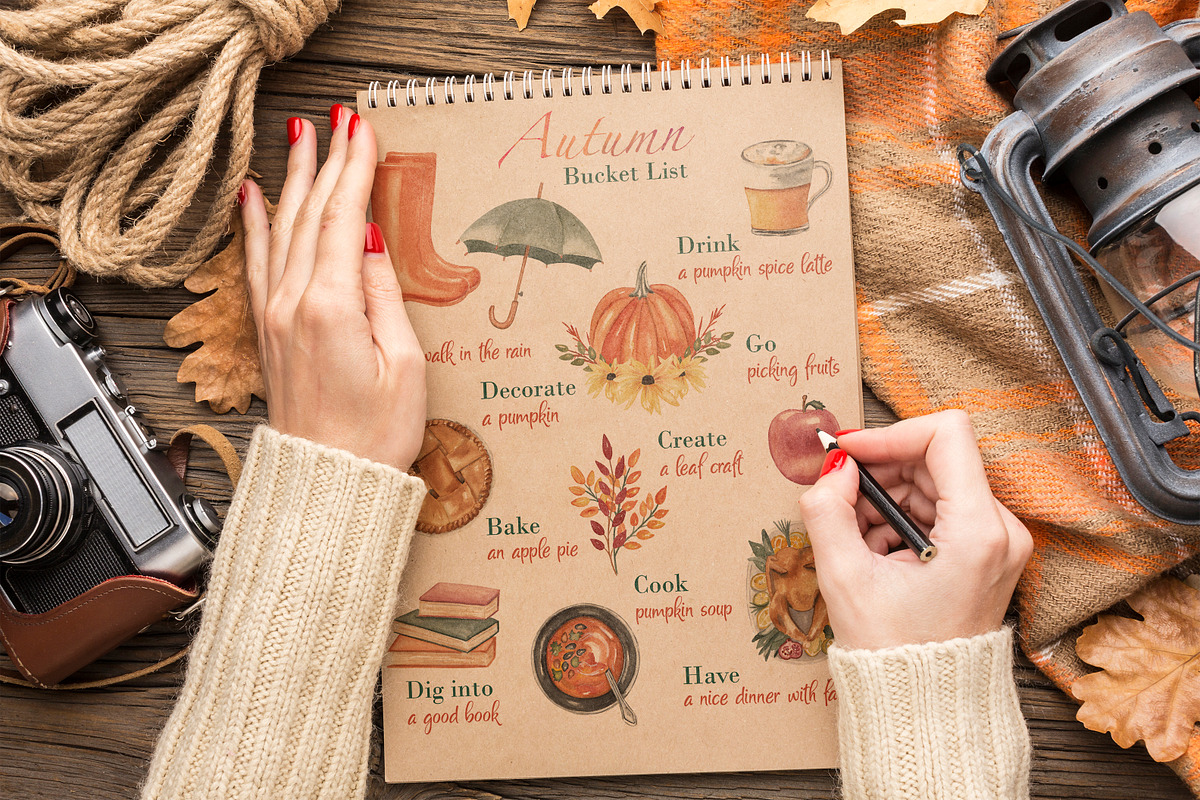 Autumn food clipart & bucket list, an Animal Illustration by Visual Animal (Photo 4 of 8)
