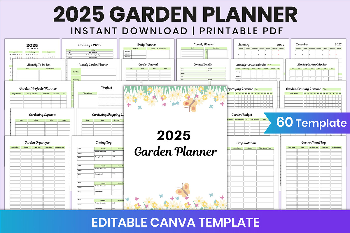 2025 Garden Planner For Canva, a Stationery Template by Shumaya (Photo 1 of 8)