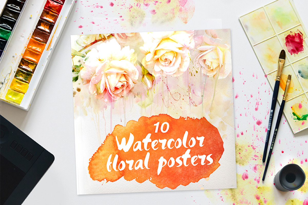 10 Floral watercolor posters, a Decorative Illustration by Anna Guz's Store (Photo 2 of 12)