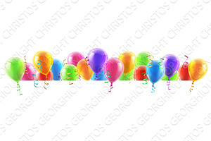 Birthday Party Balloons Frame Header, an Object Illustration by Christos Georghiou