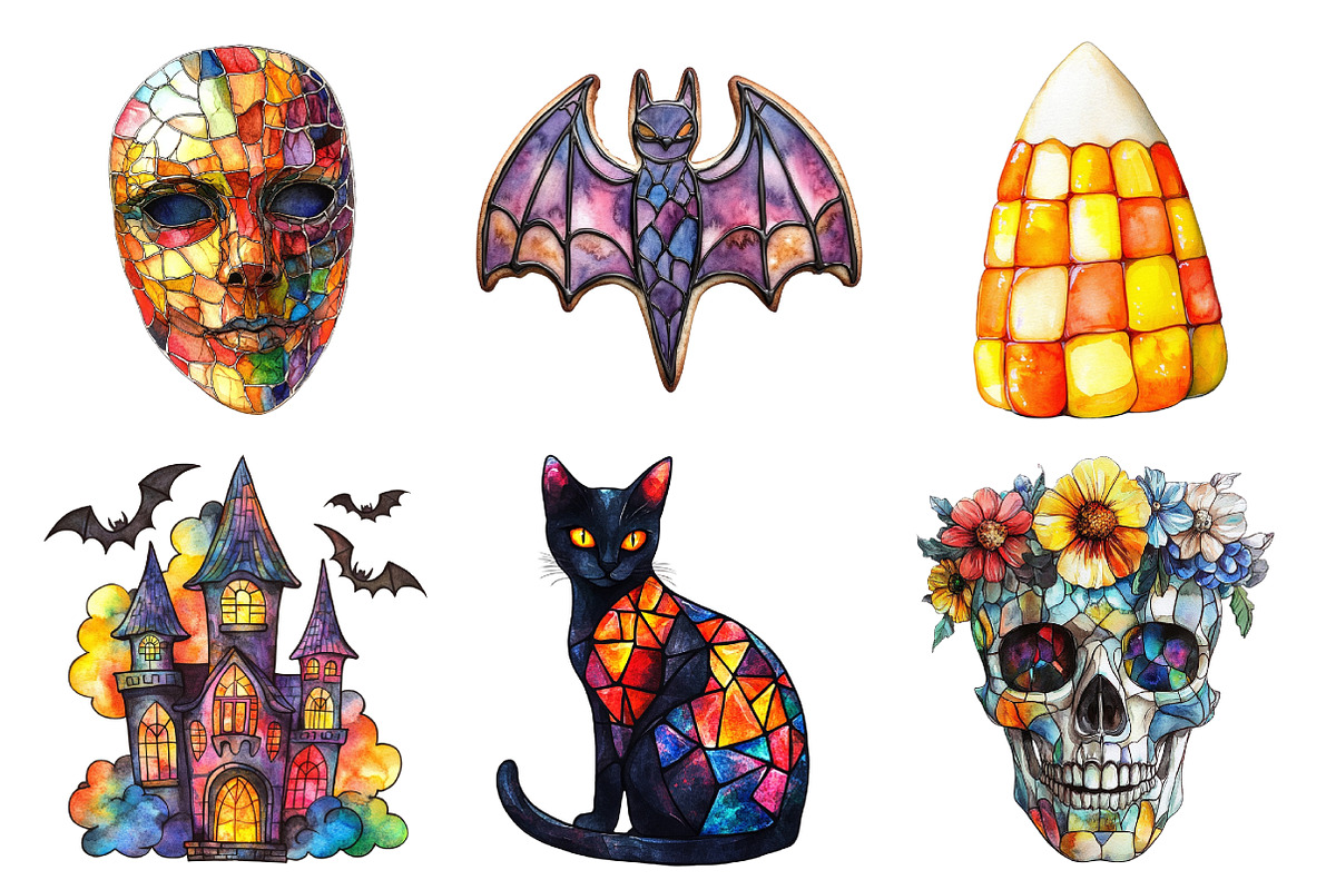 Halloween Stained Glass Clipart, an Illustration by Daily.Designs (Photo 4 of 5)