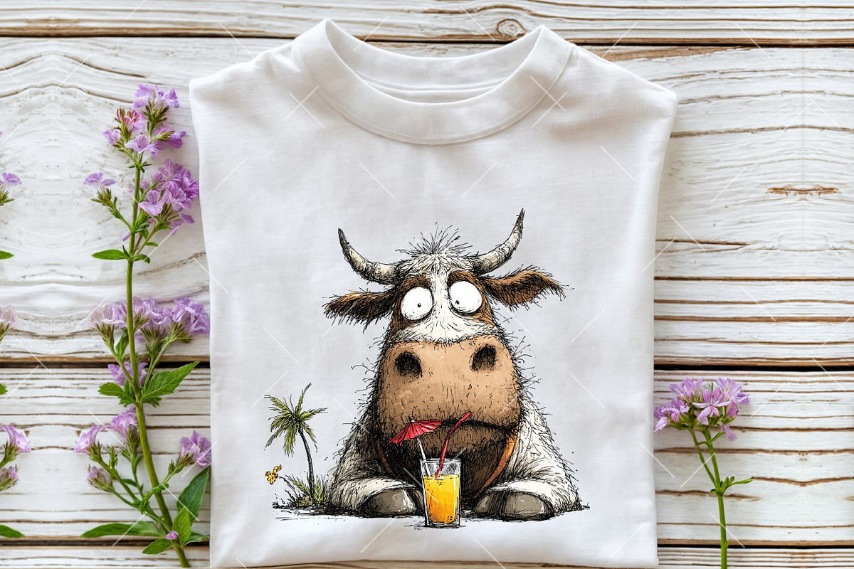 Whimsical Summer Cow Clipart, an Illustration by OK Design (Photo 5 of 6)