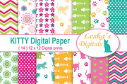 Kitty Cat Digital Scrapbook Paper, a Pattern Graphic by Leska's Digitals (Thumbnail 1 of 4)