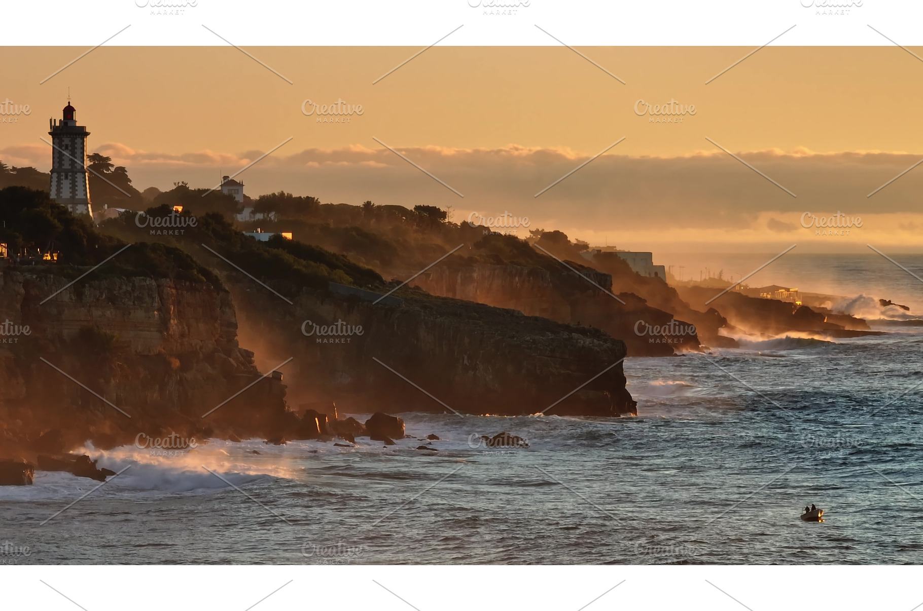 Farol da Guia lighthouse on Cascais, a Nature Photo by Goinyk