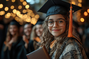 Graduation ceremony celebration with, a Photo by Tanuart